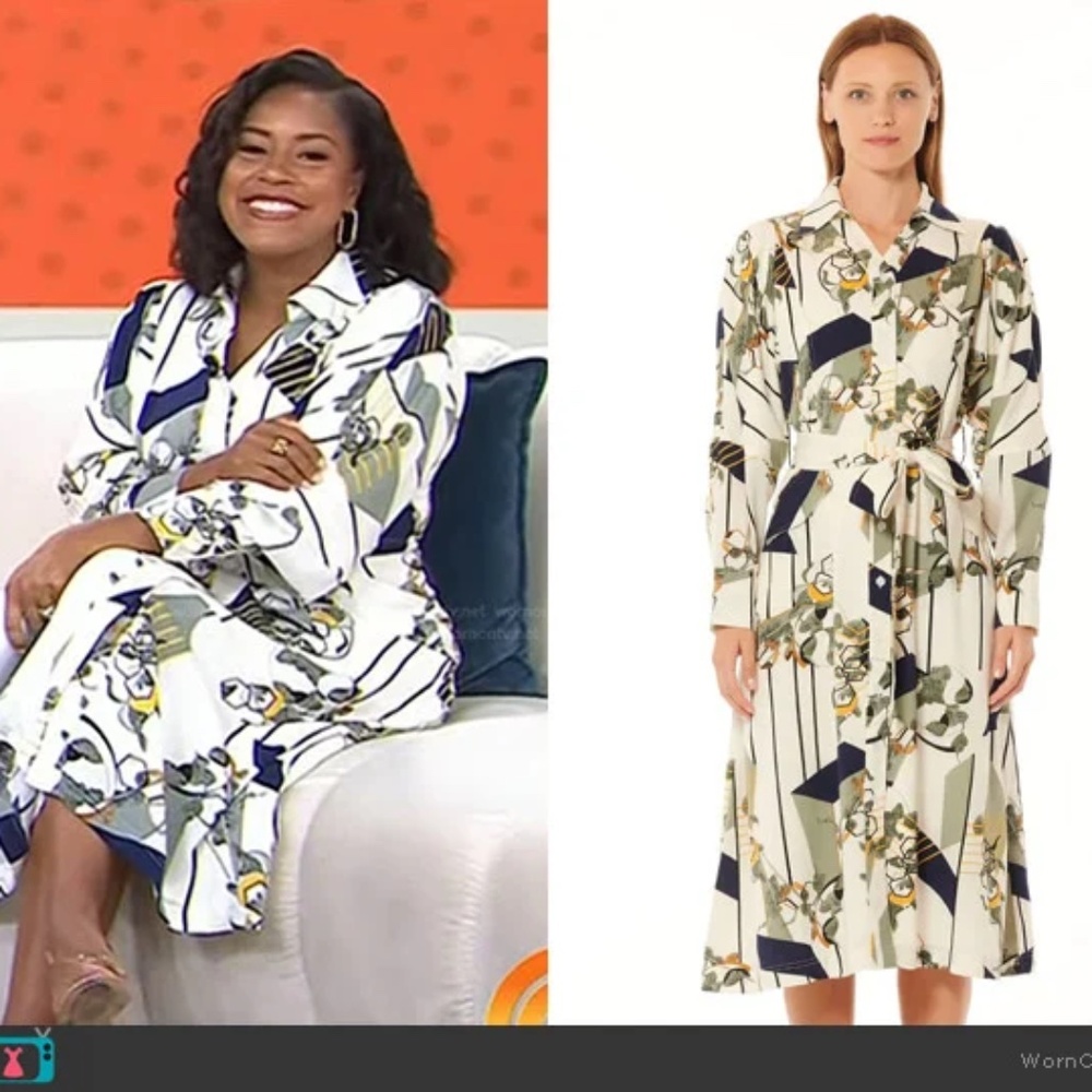 Gracia V-Collar Belted Button-Down Midi Shirt Dress